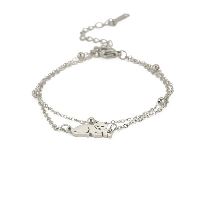 Pulsera de Gato Plata y Oro plata