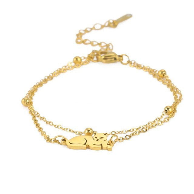 Pulsera de Gato Plata y Oro oro