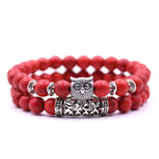 Pulsera Búho - Pulsera de Búhos con Perlas rojas
