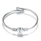 Pulsera corazón con inicial de plata u