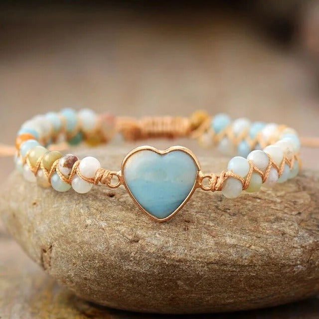 Pulsera Corazón de Sanación en Piedra Natural blanca