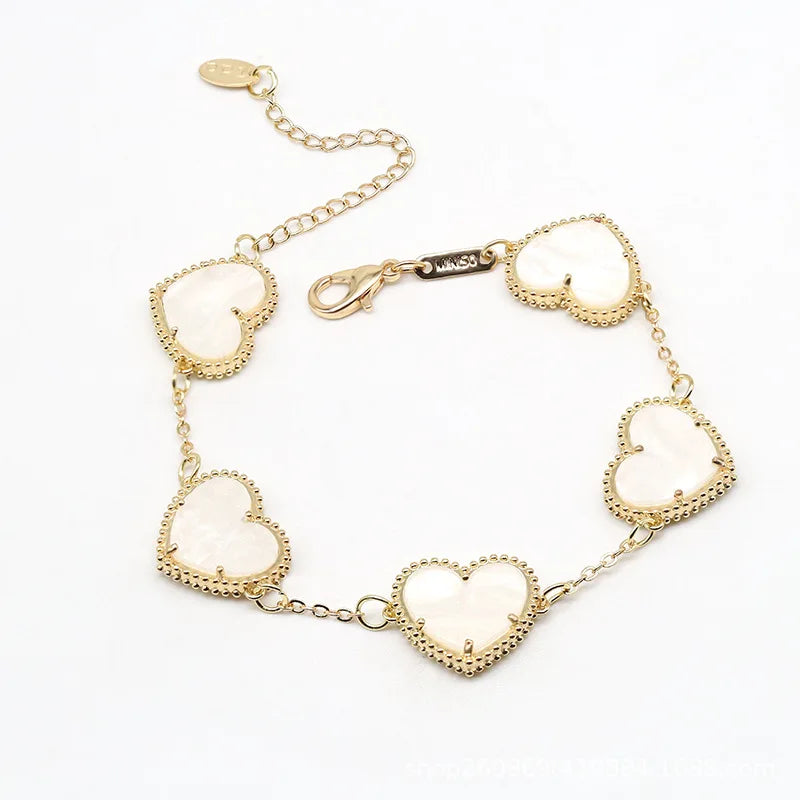 Pulsera Corazón Dorado Mujer blanco