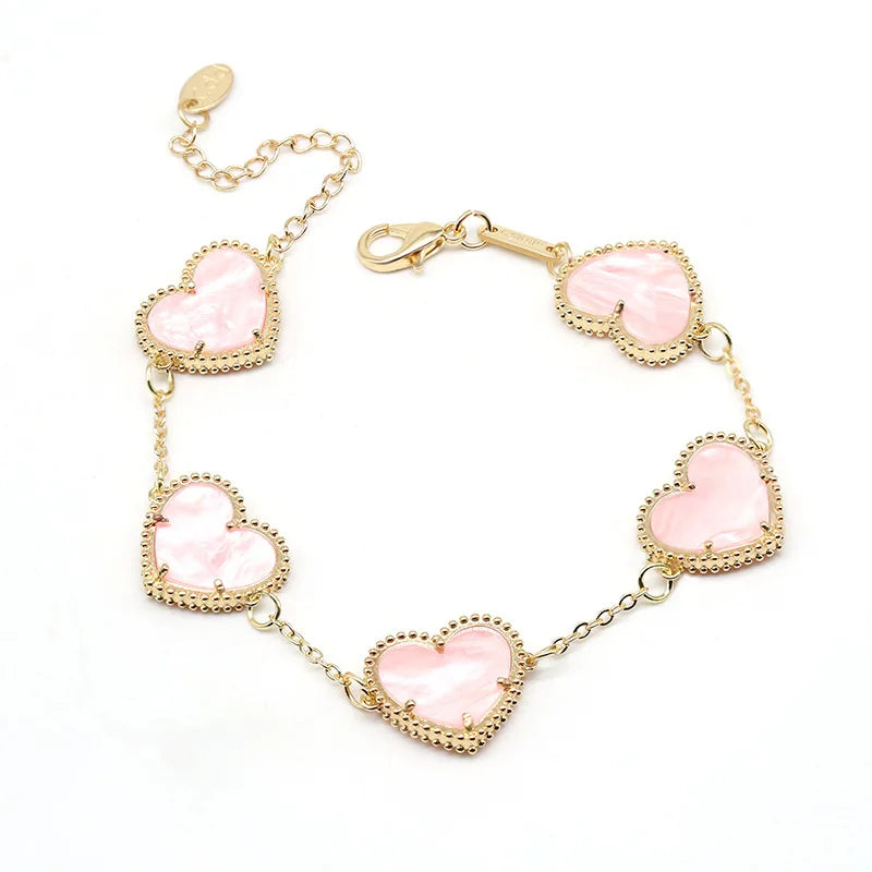 Pulsera Corazón Dorado Mujer rosa
