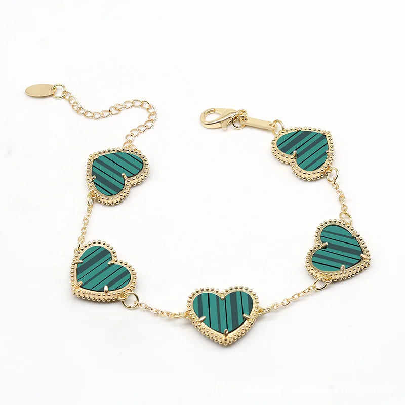 Pulsera Corazón Dorado Mujer verde