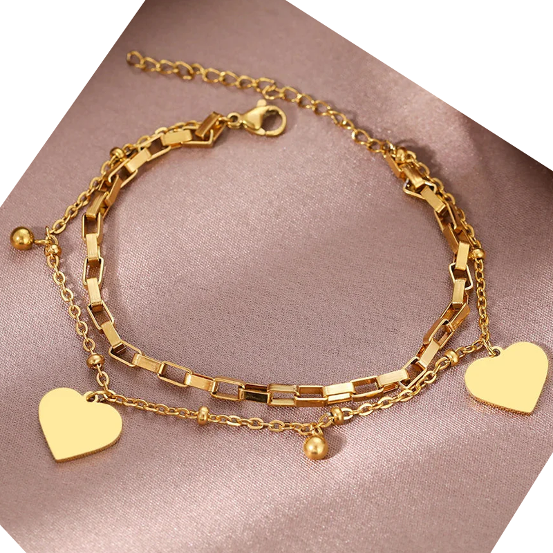 Pulsera Doble Corazón Mujer 