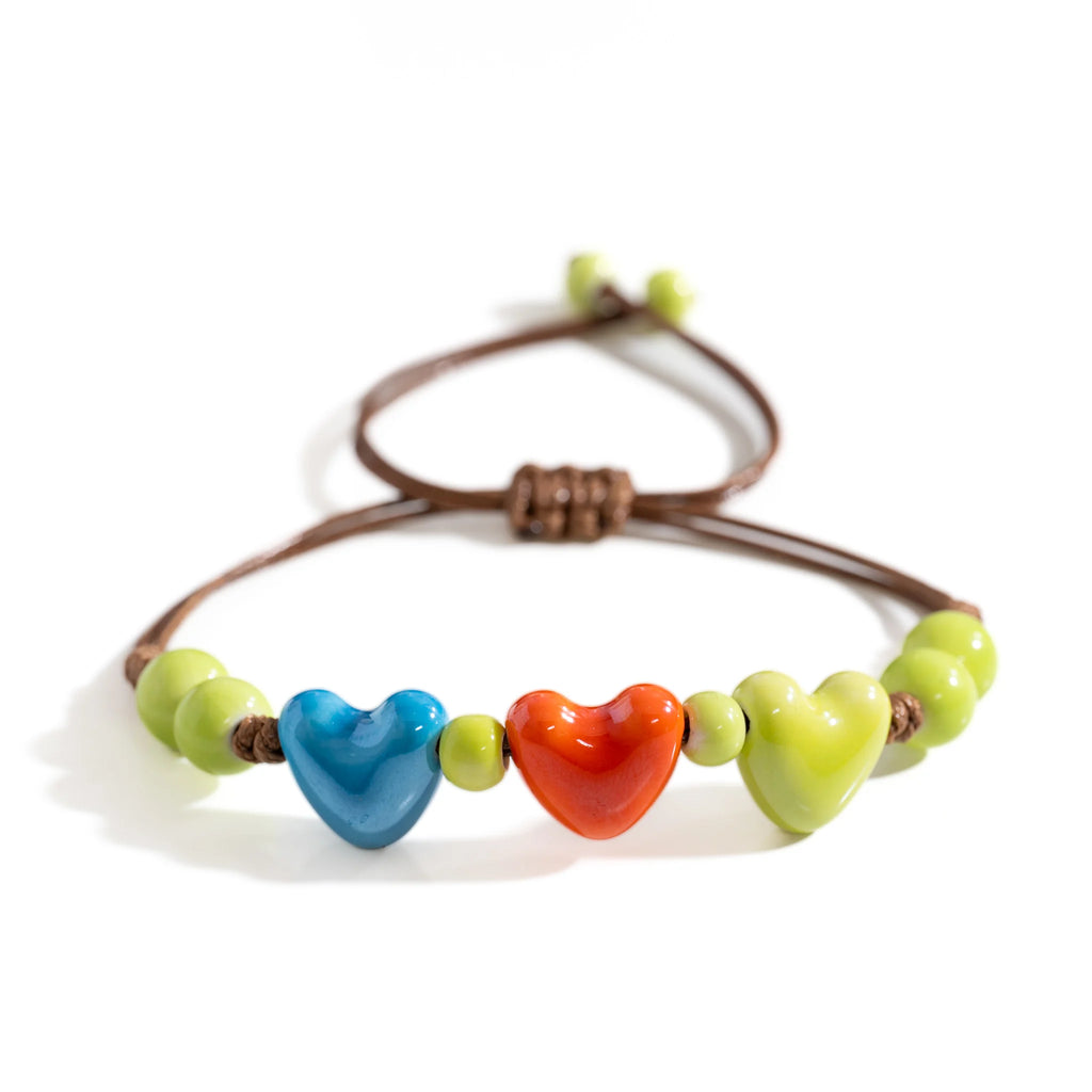 Pulsera corazón de cerámica naranja
