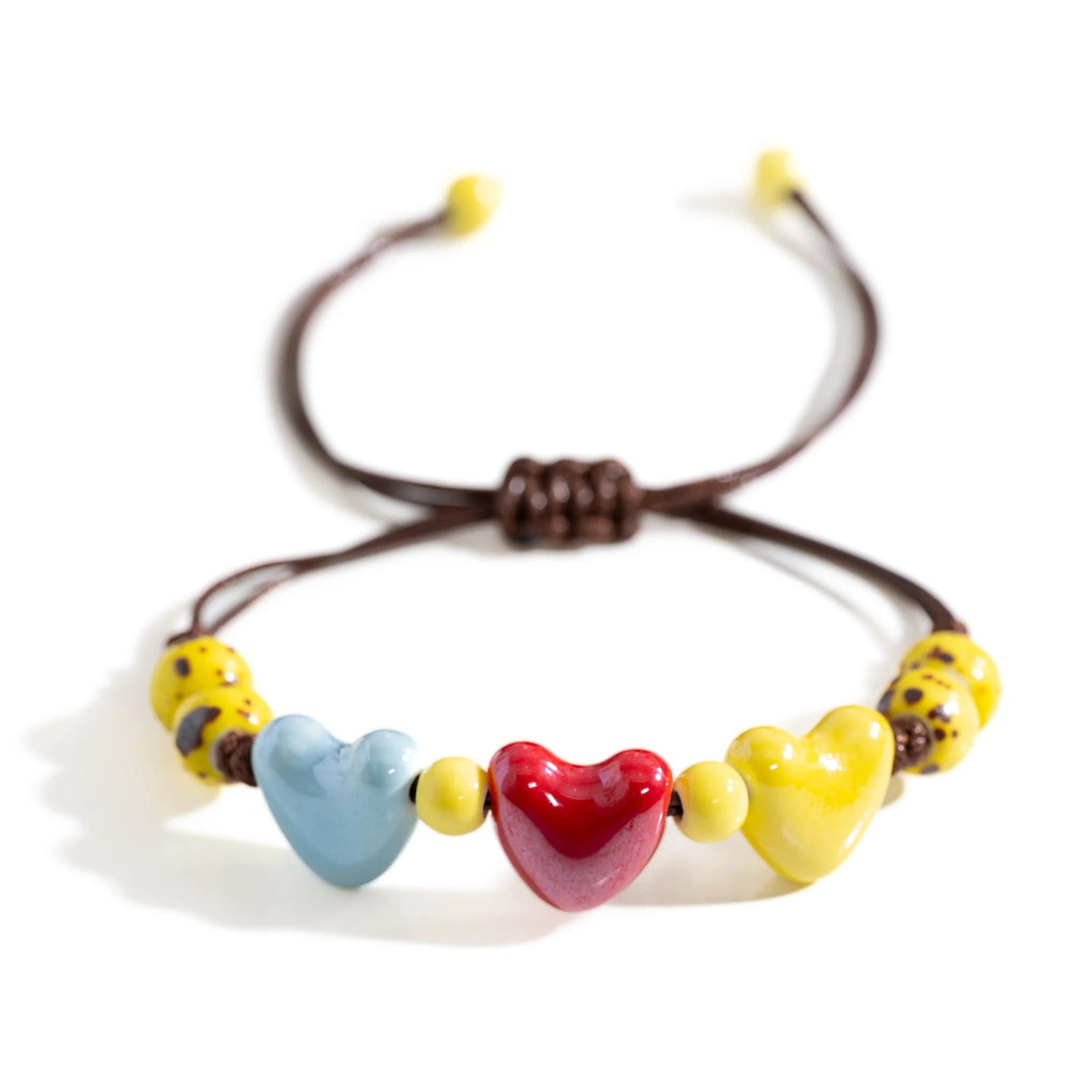 Pulsera corazón de cerámica roja