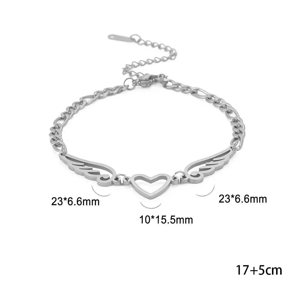 Pulsera corazón y alas de ángel