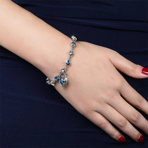 Pulsera Corazón Mujer Esclava Plata Circonio