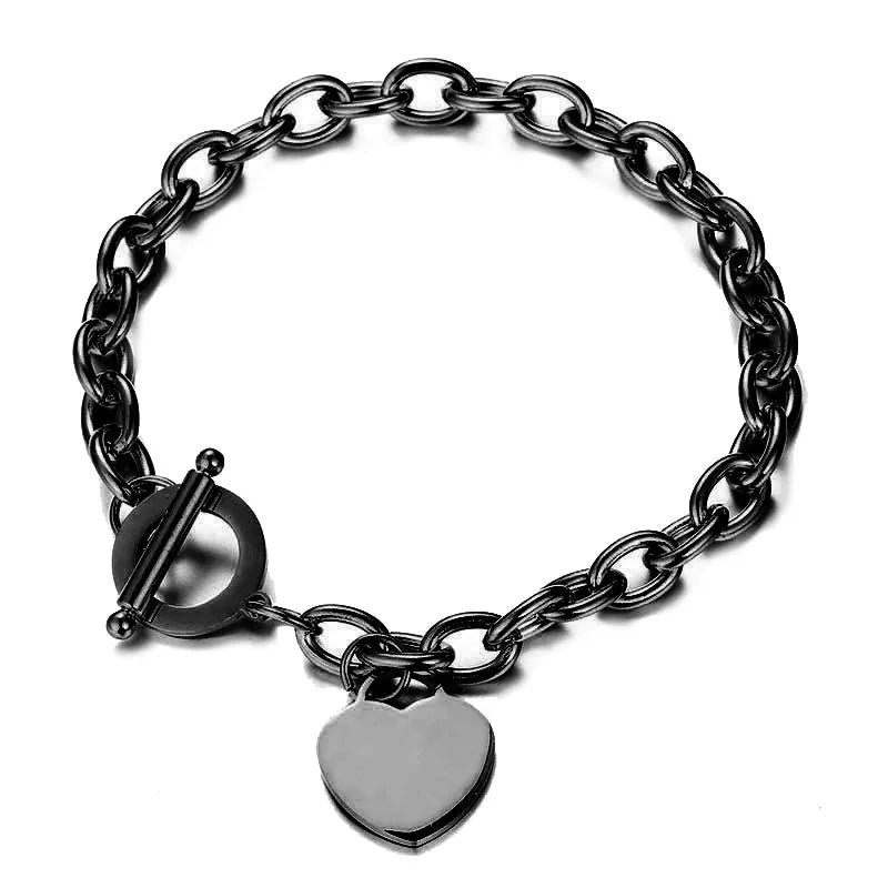 Pulsera Corazón Gruesa Mujer negro