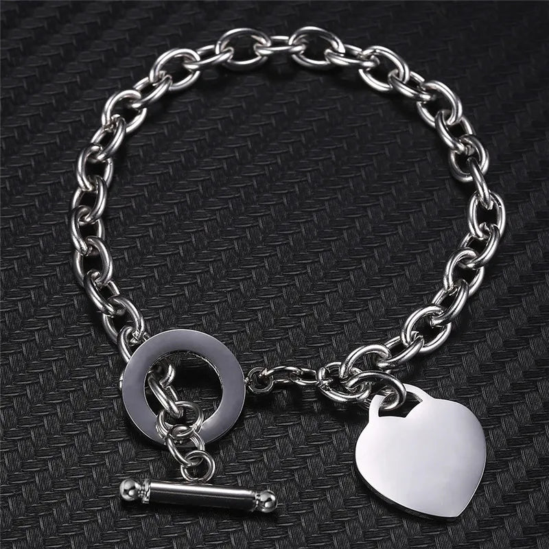 Pulsera Corazón Gruesa Mujer plata