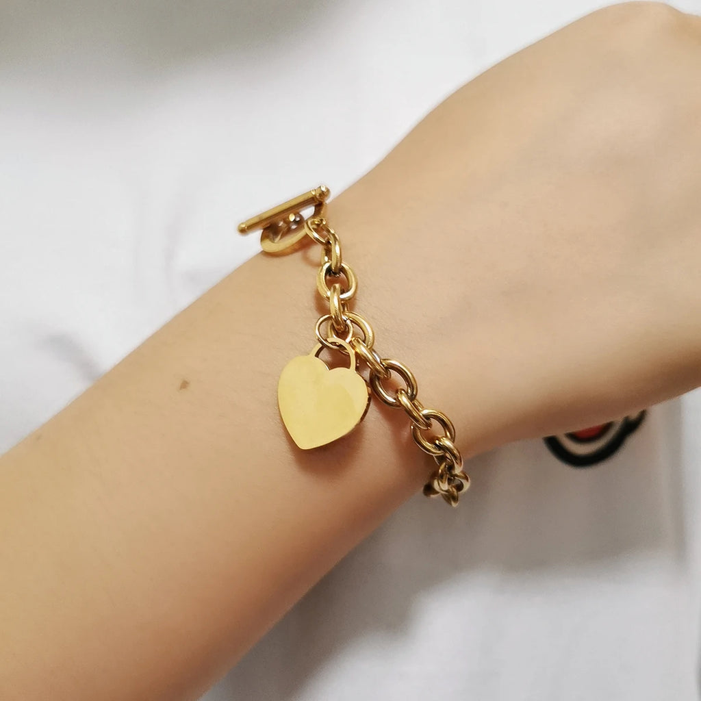 Pulsera Corazón Gruesa Mujer oro