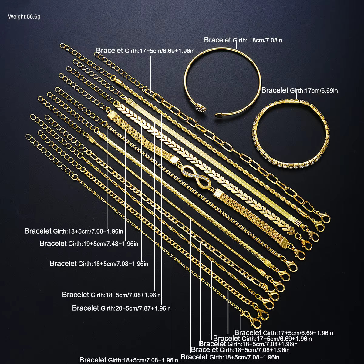 Pulsera Corazón Infinito Plata y Oro (Juego de 3 Pulseras)
