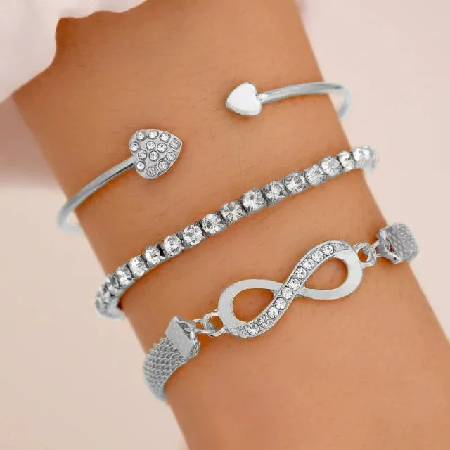 Pulsera Corazón Infinito Plata y Oro (Lote de 3 Pulseras) plata