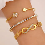 Pulsera Corazón Infinito Plata y Oro (Lote de 3 Pulseras) oro