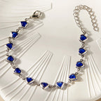 Pulsera de corazones esmaltados plateado y azul