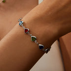 Pulsera de corazones esmaltados plateado y multicolor