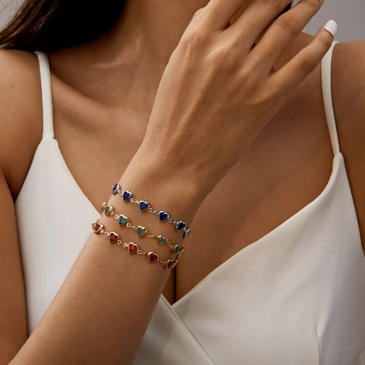 Pulsera de corazones esmaltados
