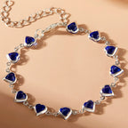 Pulsera de corazones esmaltados plateado y azul