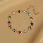 Pulsera de corazones esmaltados plateado y multicolor