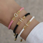 Pulsera de colores con inicial de strass - letra 