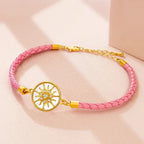 Pulsera Brújula de Cuero Rosa de los Vientos rosa oro