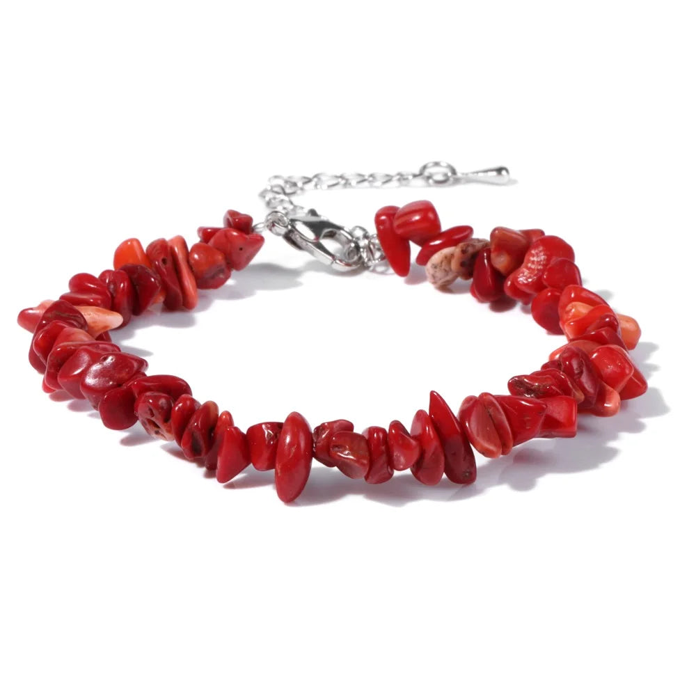 Pulsera de coral pequeños fragmentos rojos