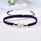 Brățară cu șnur împletit și simbol infinit aducător de noroc violet