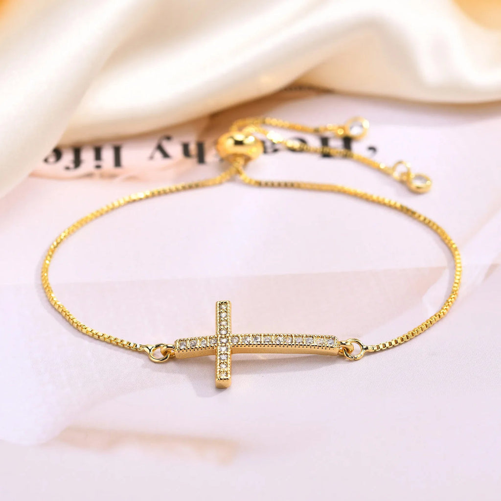 Pulsera Cruz Cristiana Zirconia Mujer