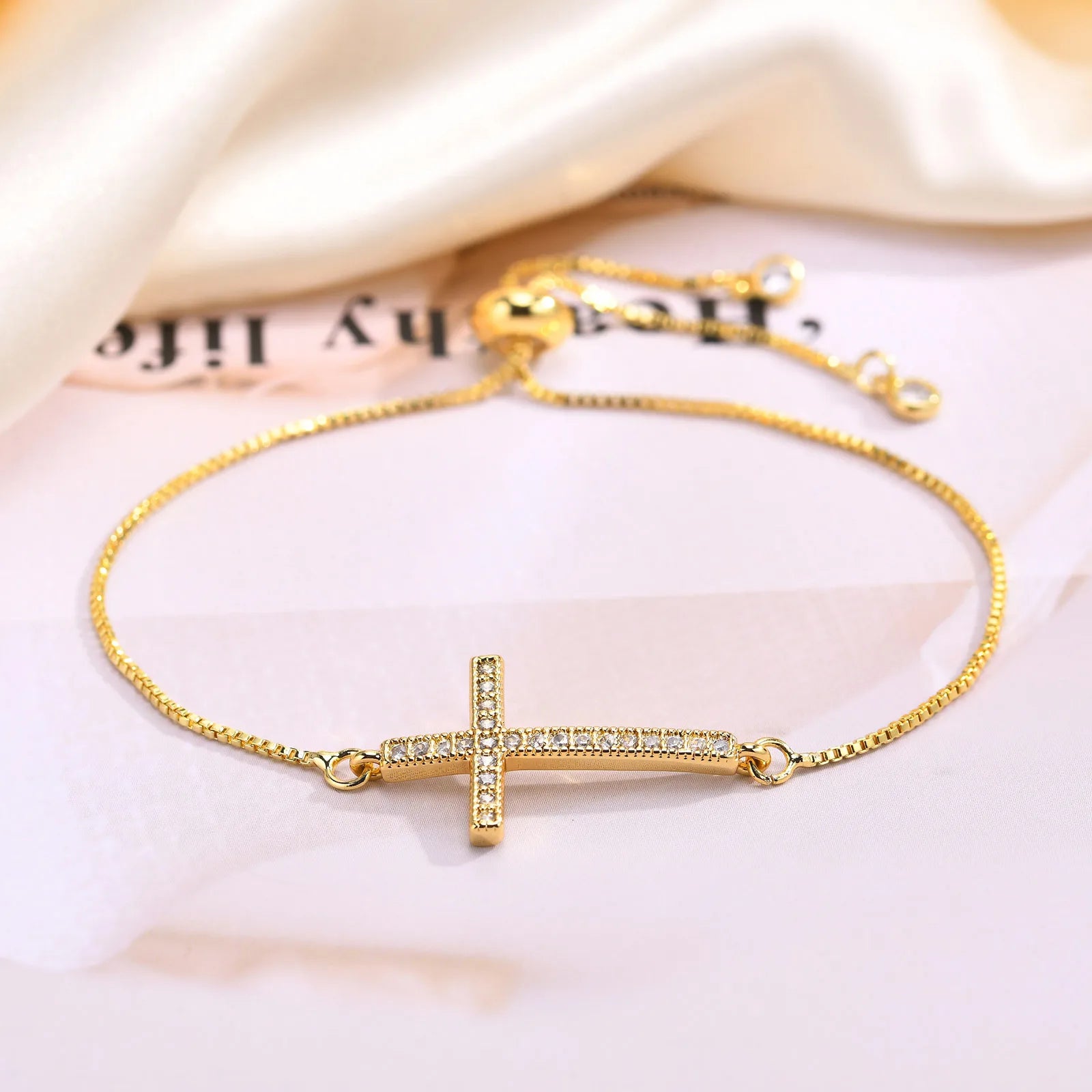 Pulsera Cruz Cristiana Zirconia Mujer