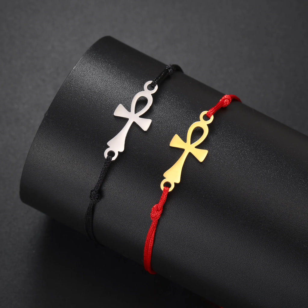 Pulsera Cruz de Ankh Egipto rojo