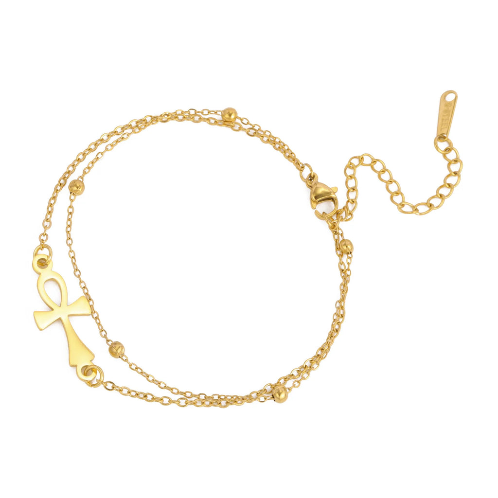 Pulsera Cruz de Ankh Egipto oro 2