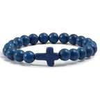 Pulsera Cruz en Piedras Naturales azul