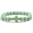 Pulsera Cruz en Piedras Naturales verde manzana