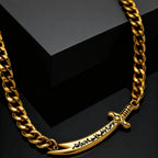 Pulsera cubana para hombre con espada Ali Zulfiqar árabe oro