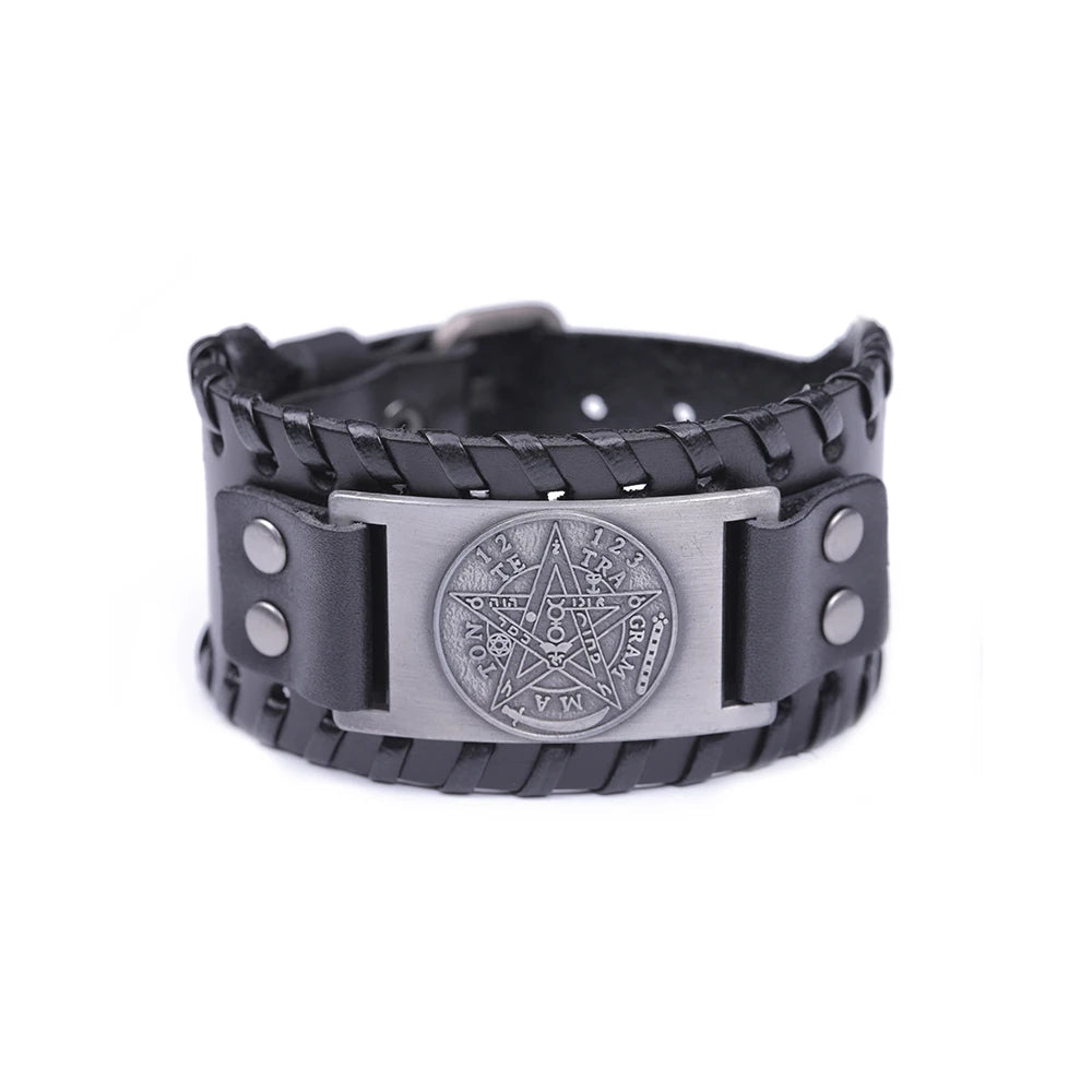Pulsera de Cuero Pentáculo Brujería Pulsera Wicca 5