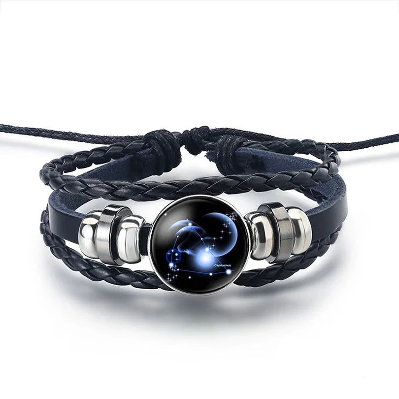 Pulsera de Cuero Signo del Zodiaco 12 Constelaciones capricornio