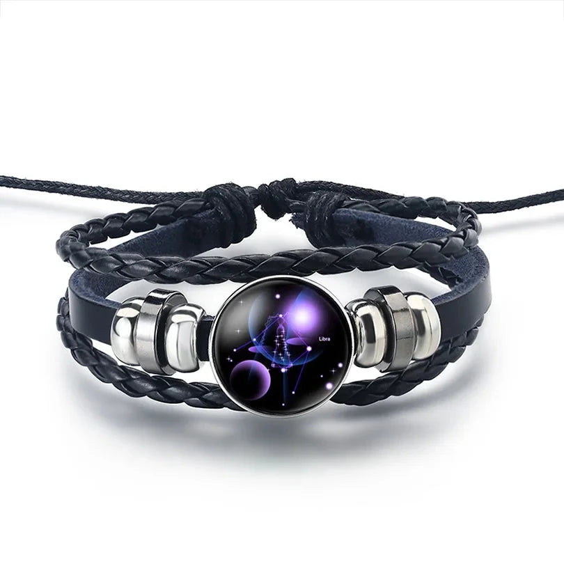 Pulsera de Cuero Signo del Zodiaco 12 Constelaciones libra