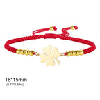 Pulsera de la amistad trébol de cuatro hojas roja y dorada