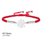 Pulsera de la amistad trébol de cuatro hojas roja y plateada