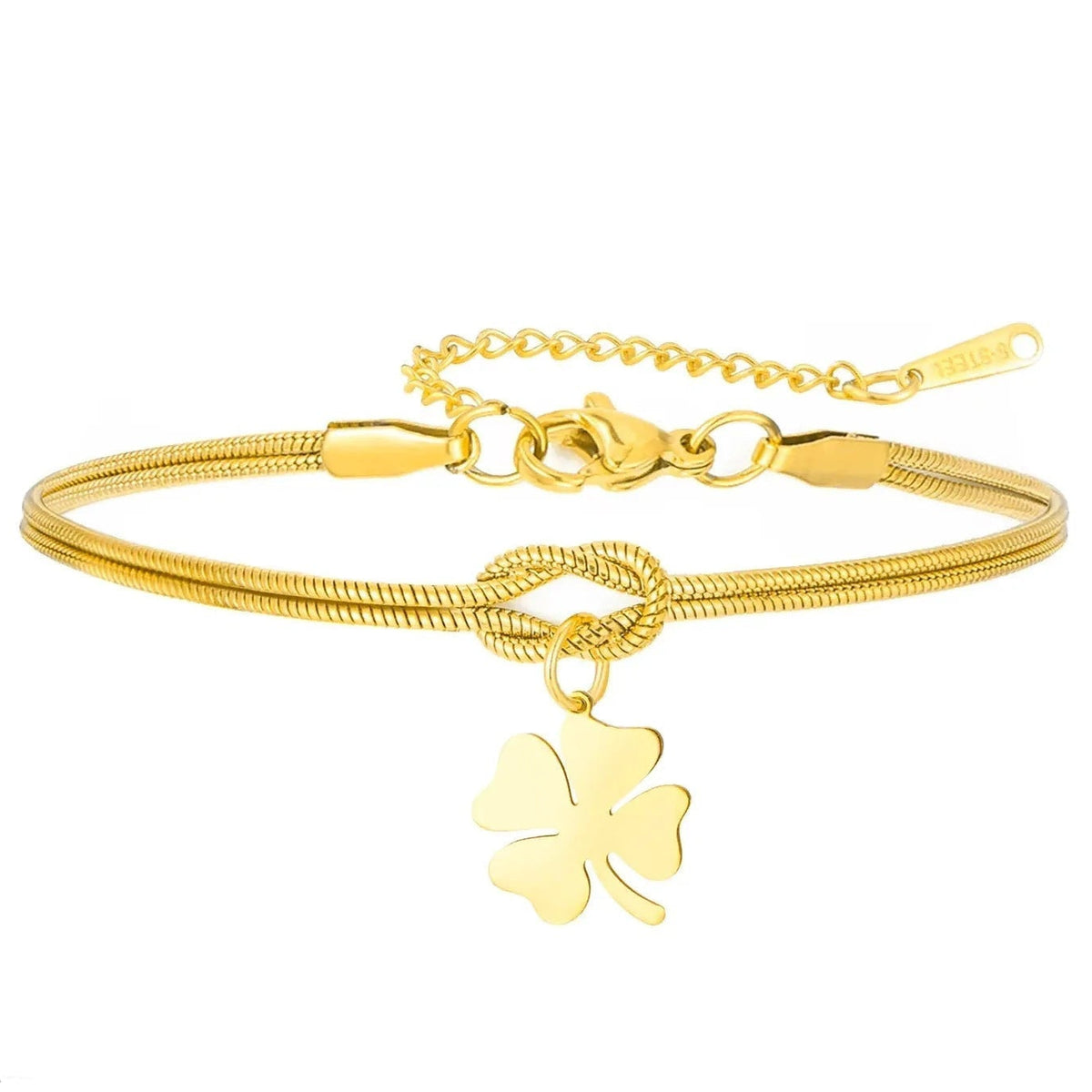 Pulsera de la amistad trébol de cuatro hojas dorada