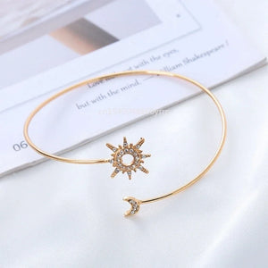 Brazalete de Brazo Mujer Sol Luna - Adorno Cadena de Brazo y Joya de Bíceps oro