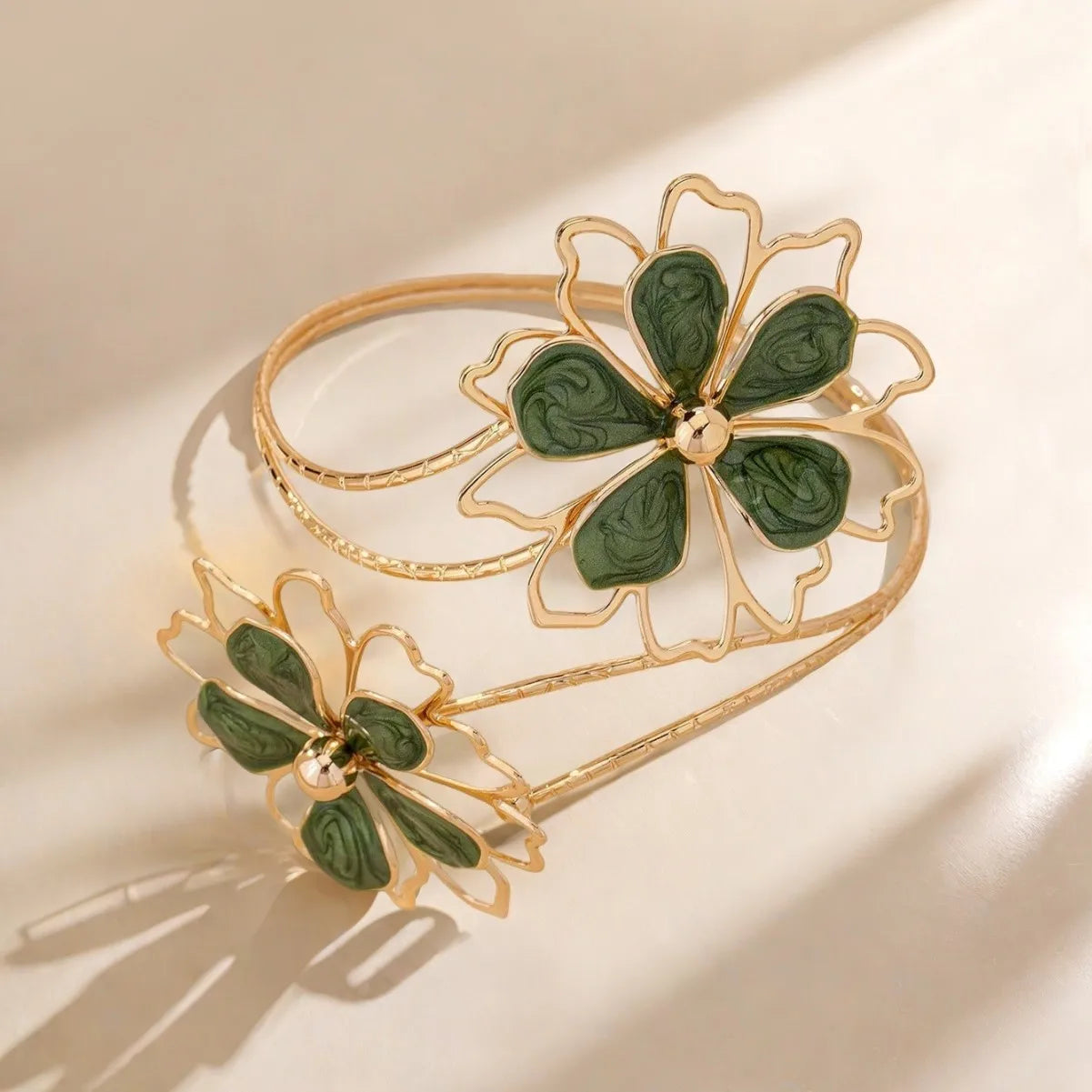 Pulsera de brazo para mujer flor - Cadena de bíceps verde