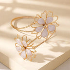 Pulsera de brazo para mujer flor - Cadena de bíceps blanco
