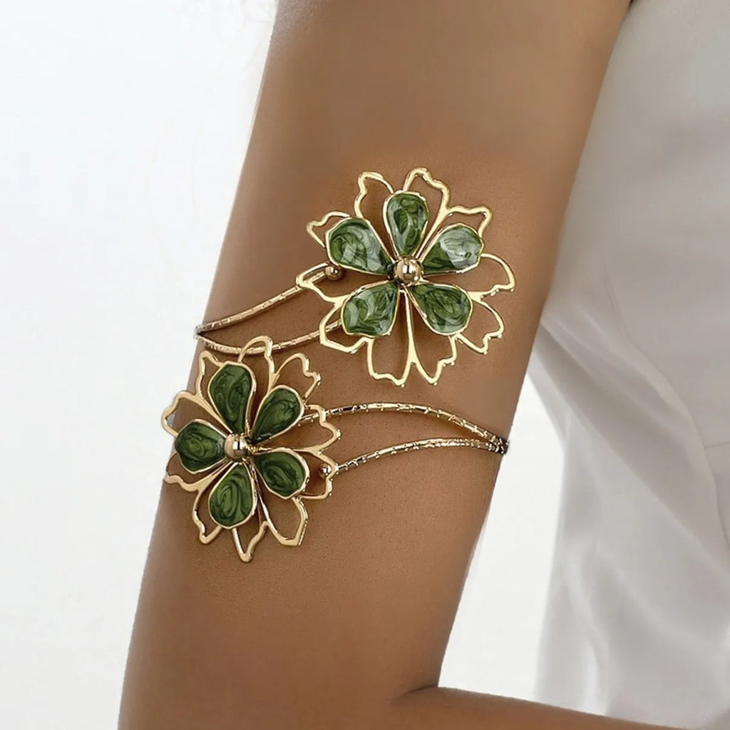 Pulsera de brazo para mujer flor - Cadena de bíceps verde