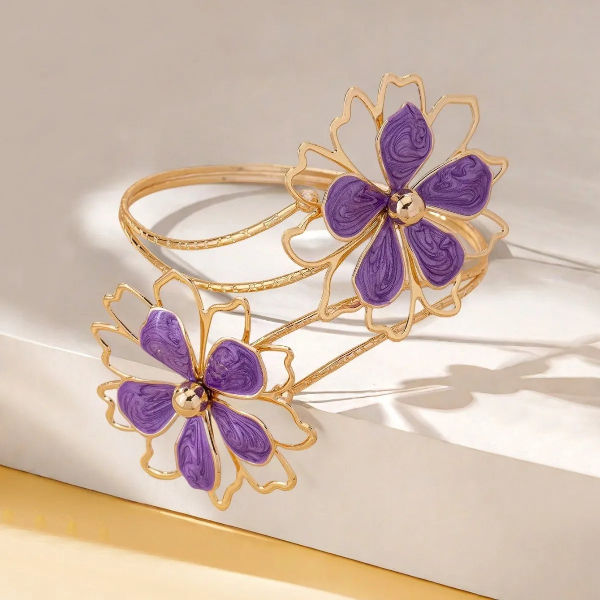 Pulsera de brazo para mujer flor - Cadena de bíceps violeta