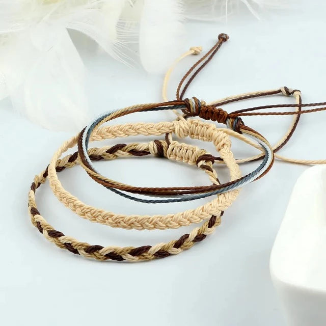 Pulsera de la Suerte Tibetana Trenzada 9 Colores beige