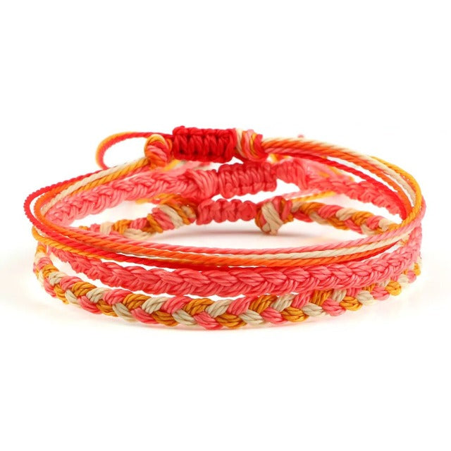 Pulsera de la Suerte Tibetana Trenzada 9 Colores rojo
