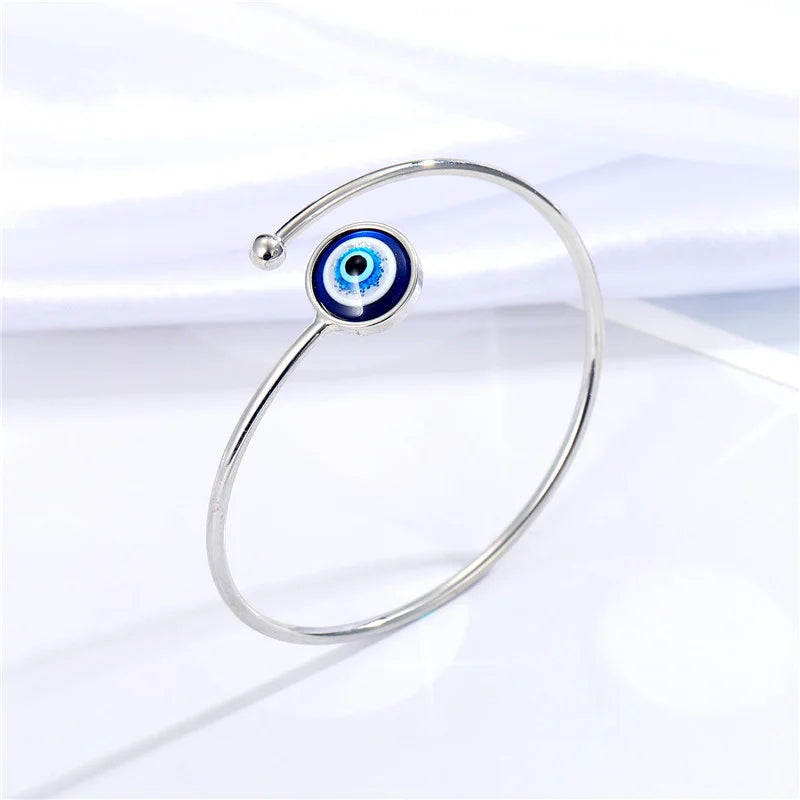 Pulsera de Encanto Contra el Mal de Ojo Azul Turco plata