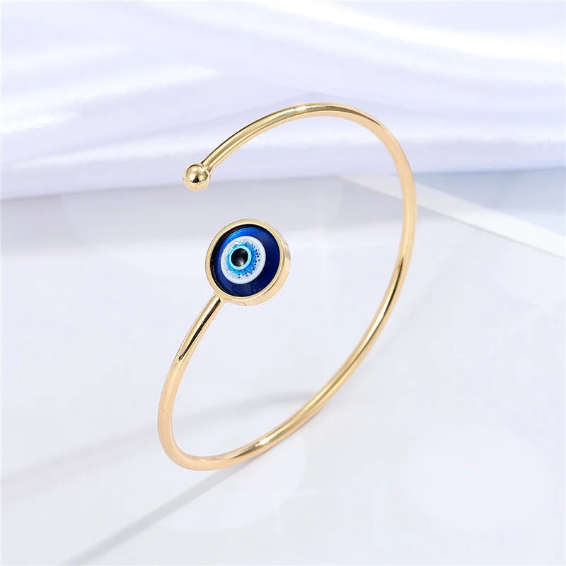 Pulsera de Encanto Contra el Mal de Ojo Azul Turco oro